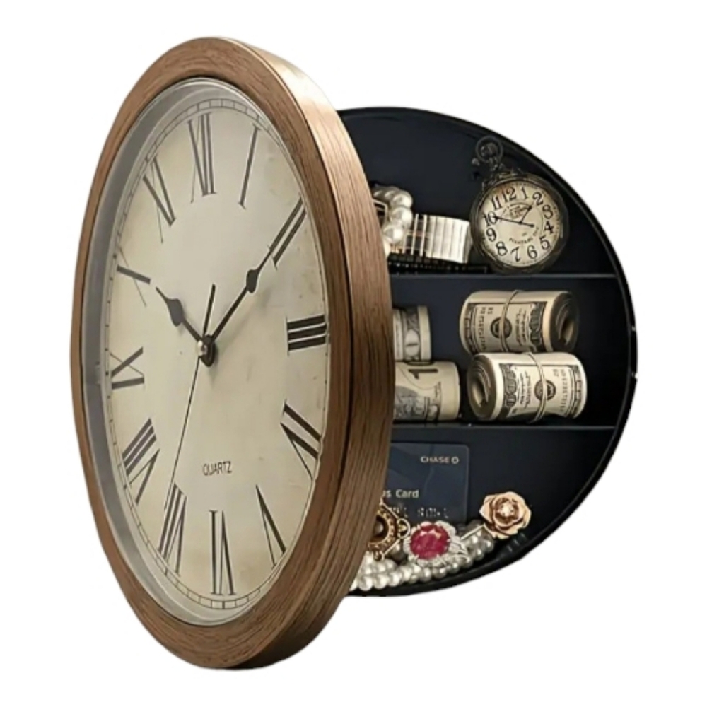 Working Clock Safe! Contents Not Included!Gold or Silver! Pick 1